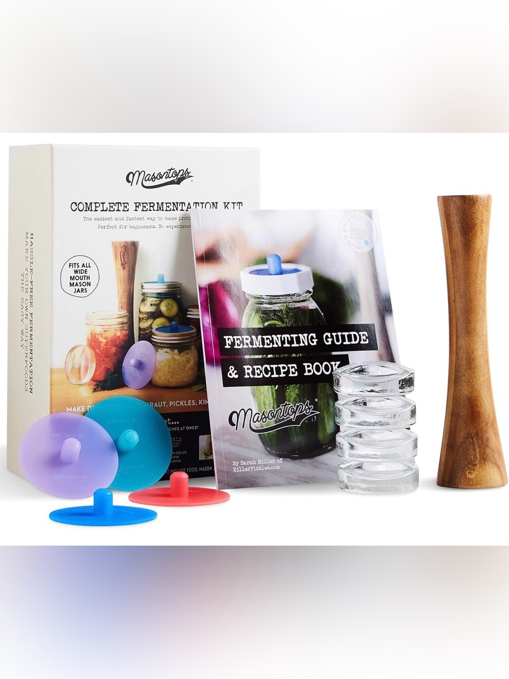 Mason Complete Fermentation Kit with Blue, Red and Purple Silicone Stoppers